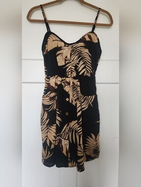 SHEIN Black and Tan Tropical Midi Dress